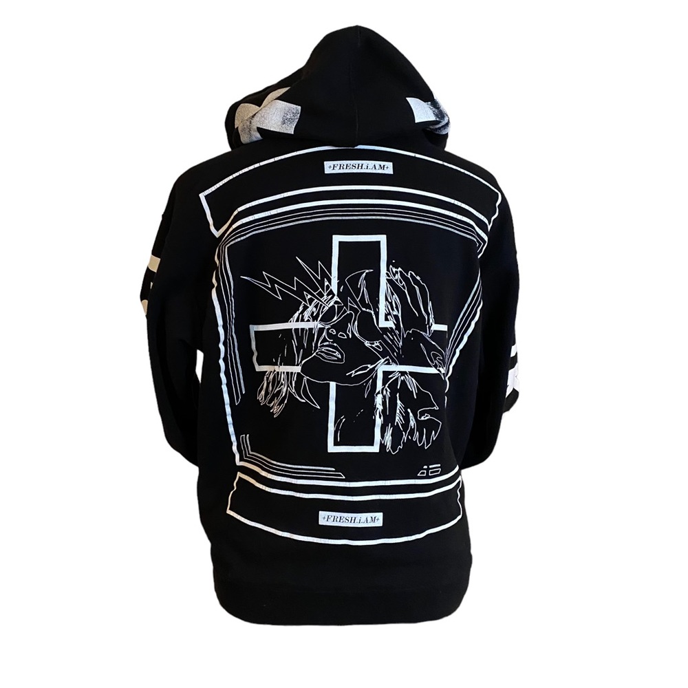 Men's Fresh.i.AM Black And White Hoodie Sweatshirt With Kangaroo Pocket …